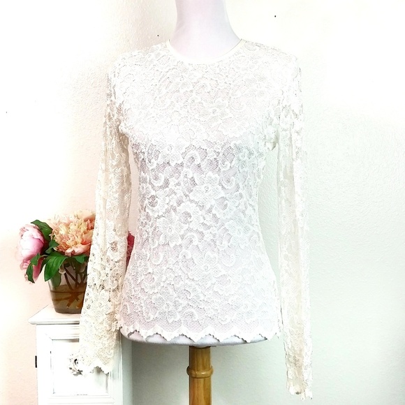 Karen Kane Tops - Karen Kane Lace Long Sleeve Fitted Size Large